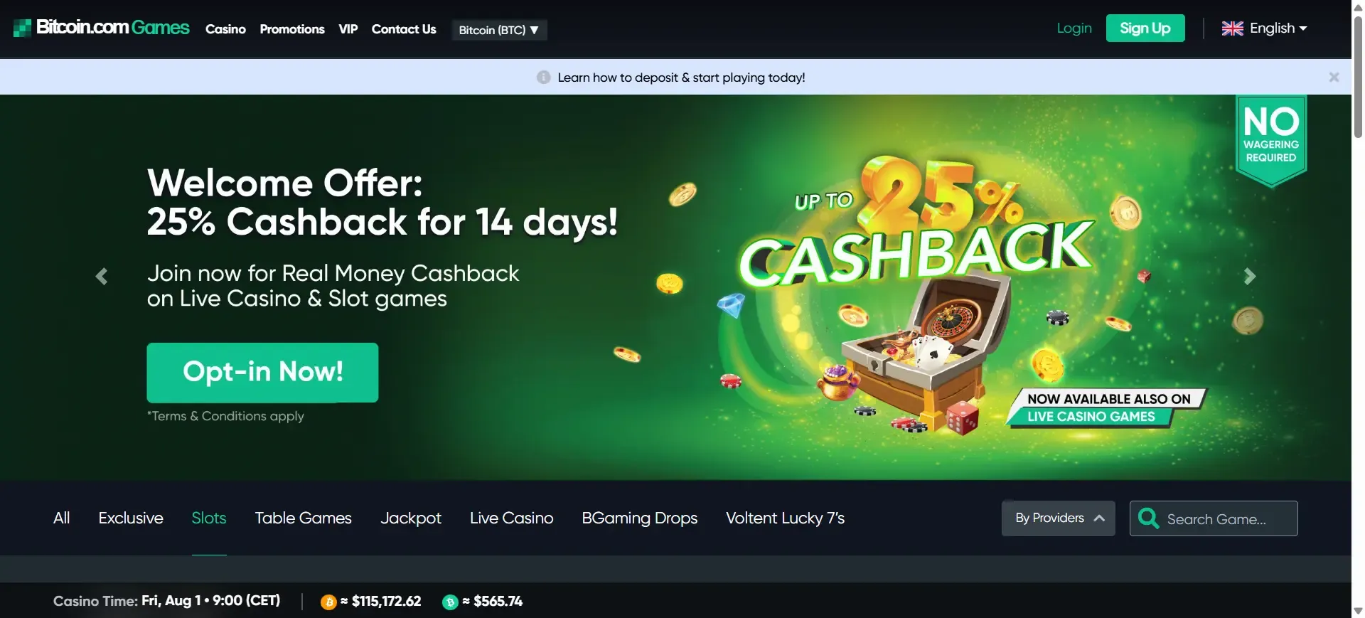 Sign up offer at Bitcoin.com Games
