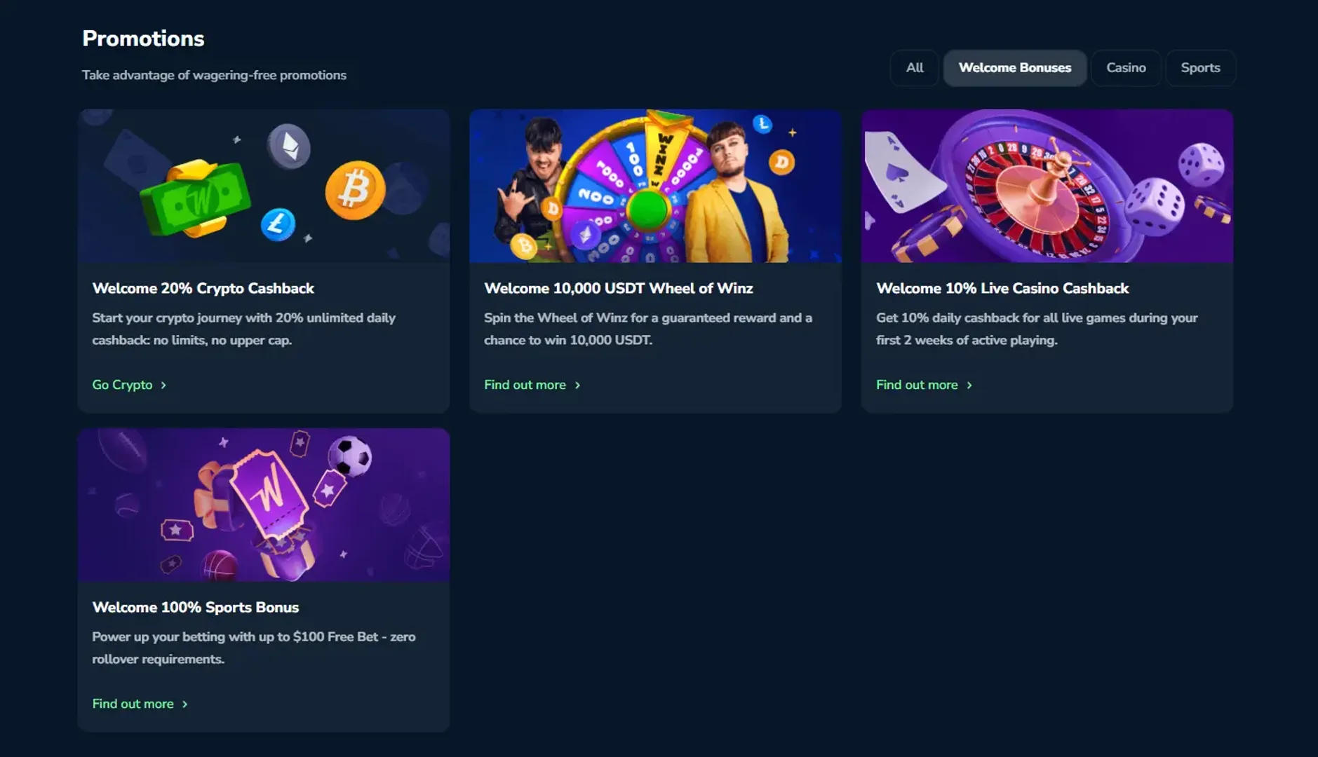 Winz casino sign up offer
