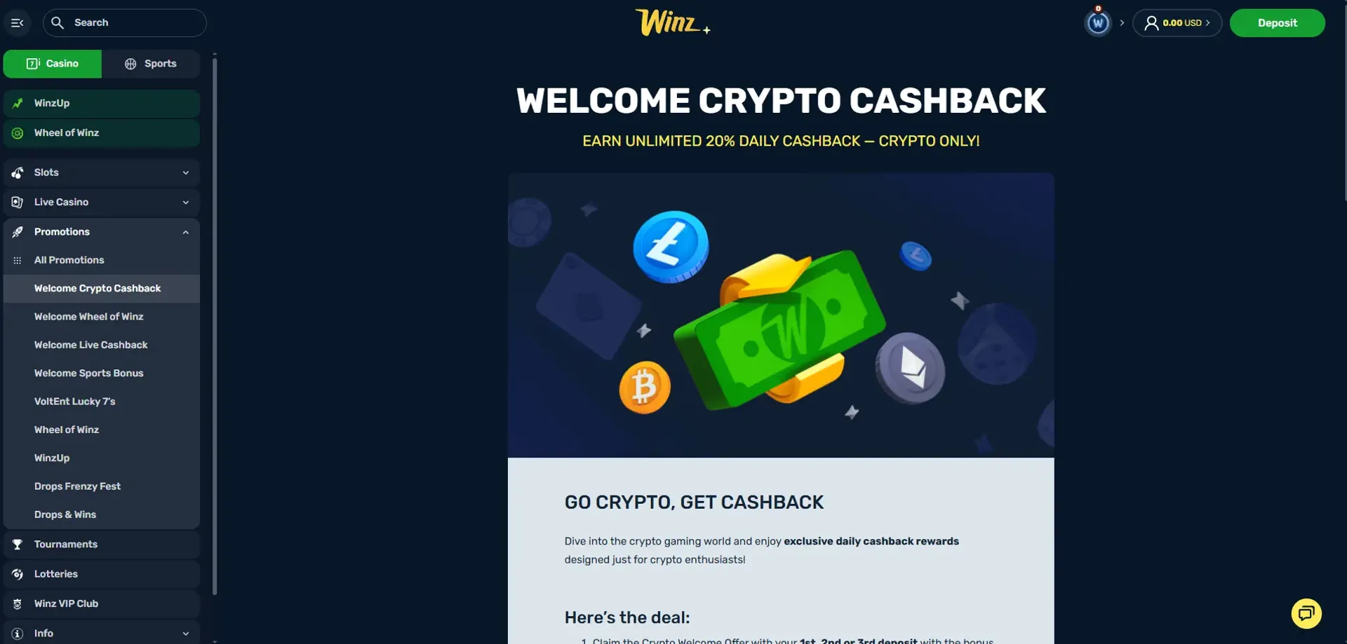 Winz casino sign up offer