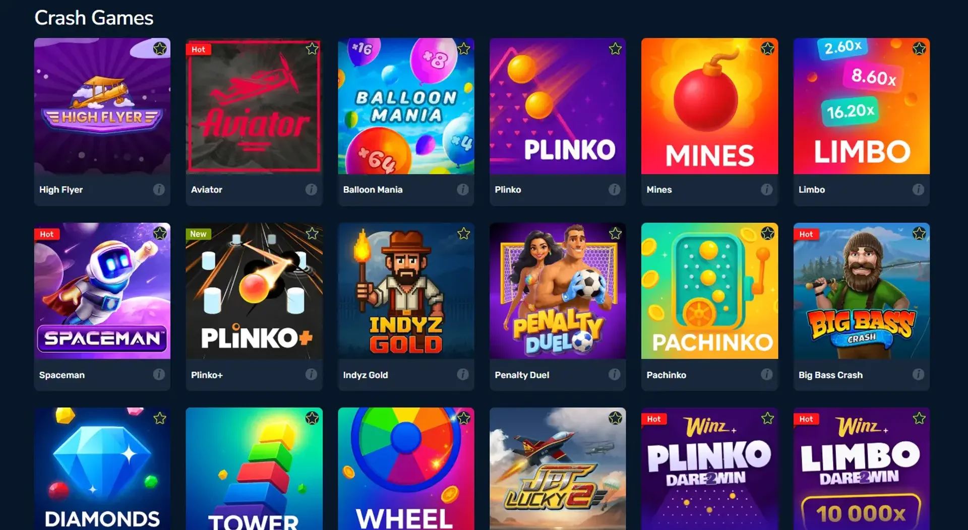 Winz casino crash games