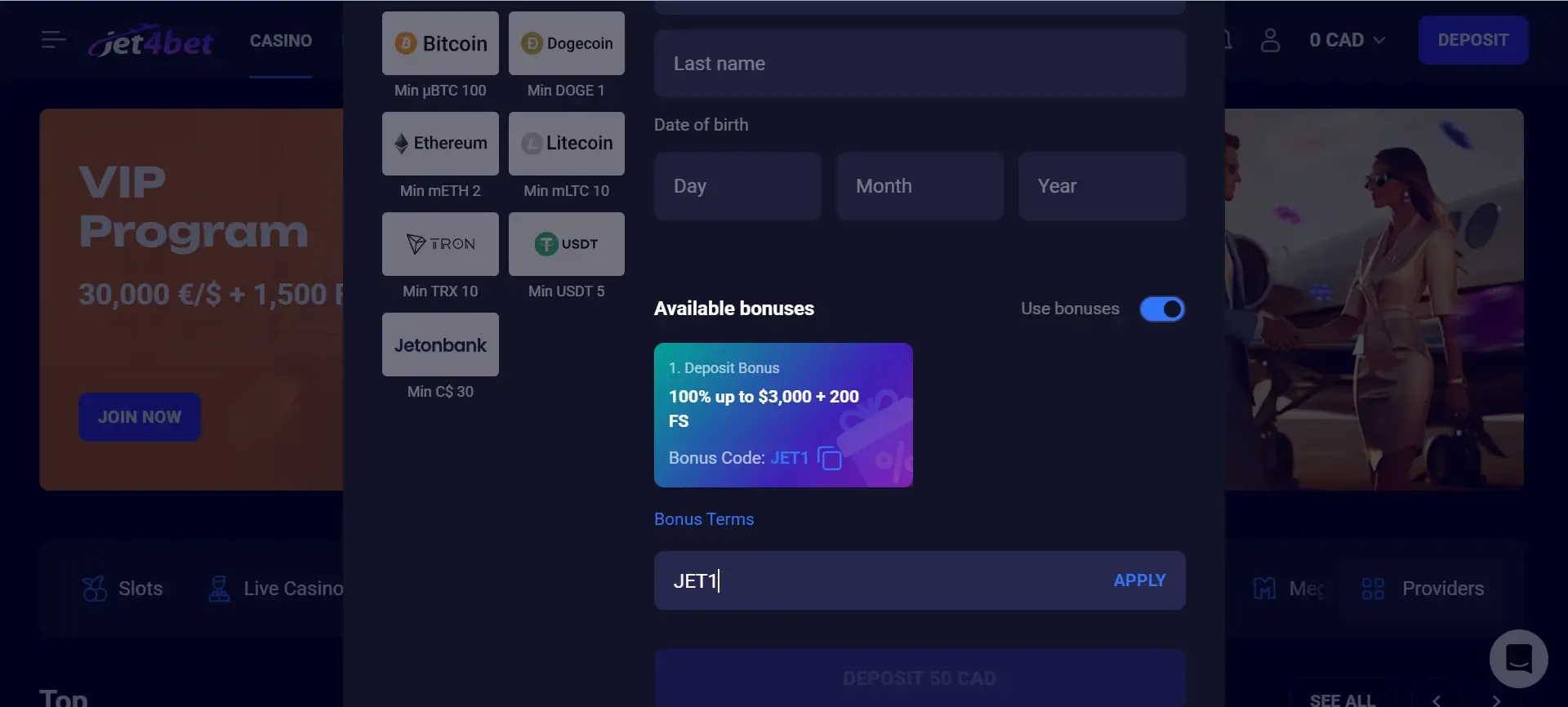 Jet4Bet bonuses to choose