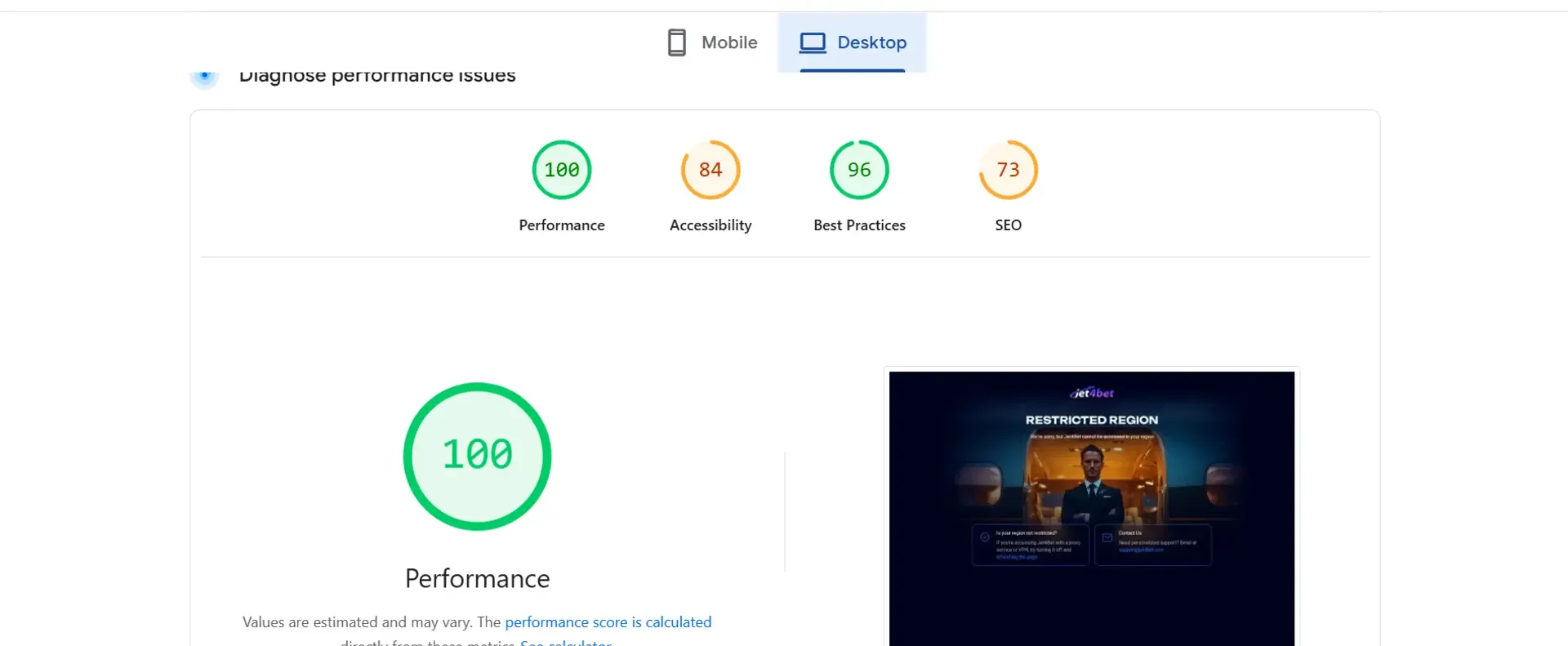 How Jet4Bet casino site performed