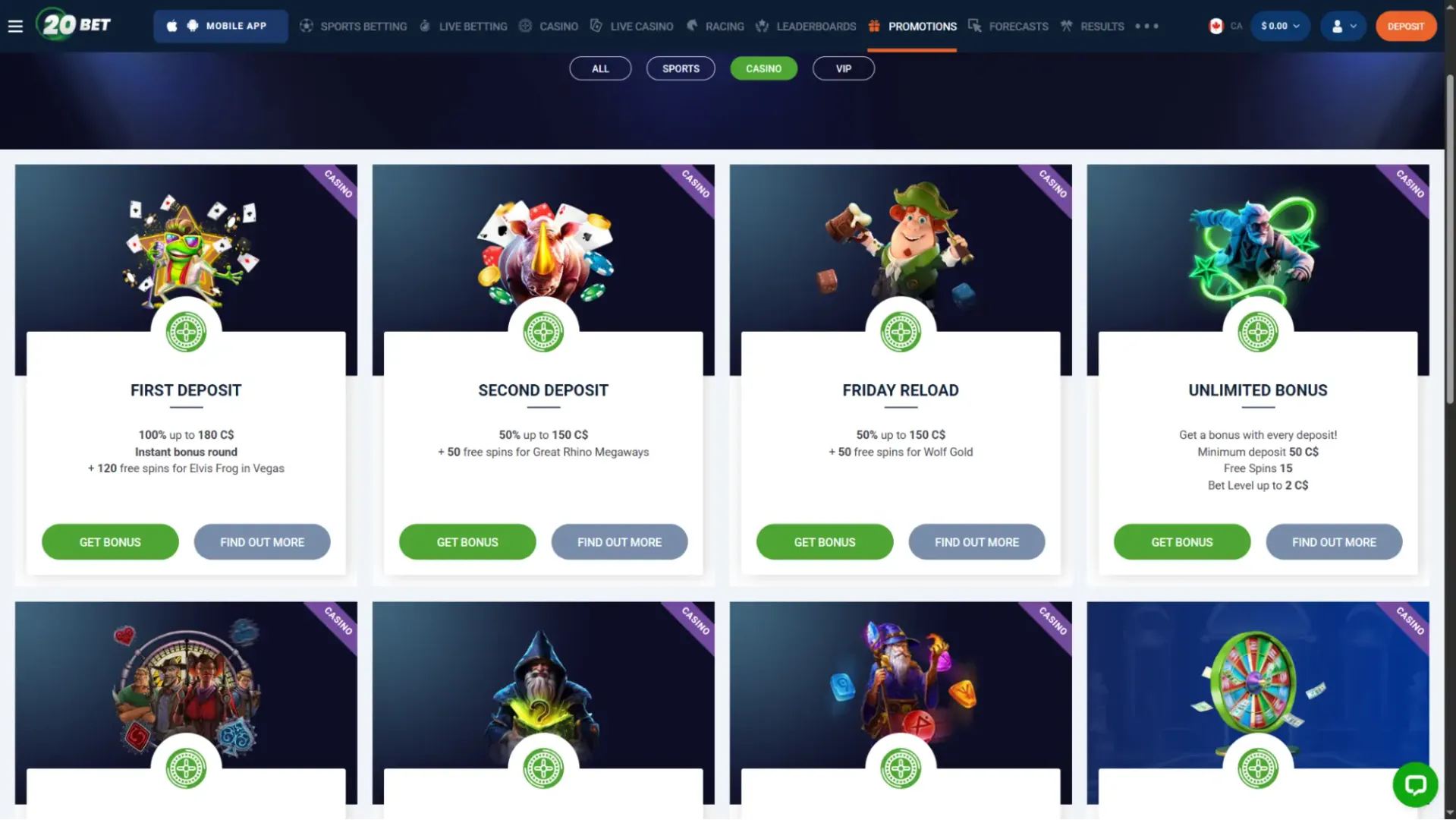 20bet casino deposits