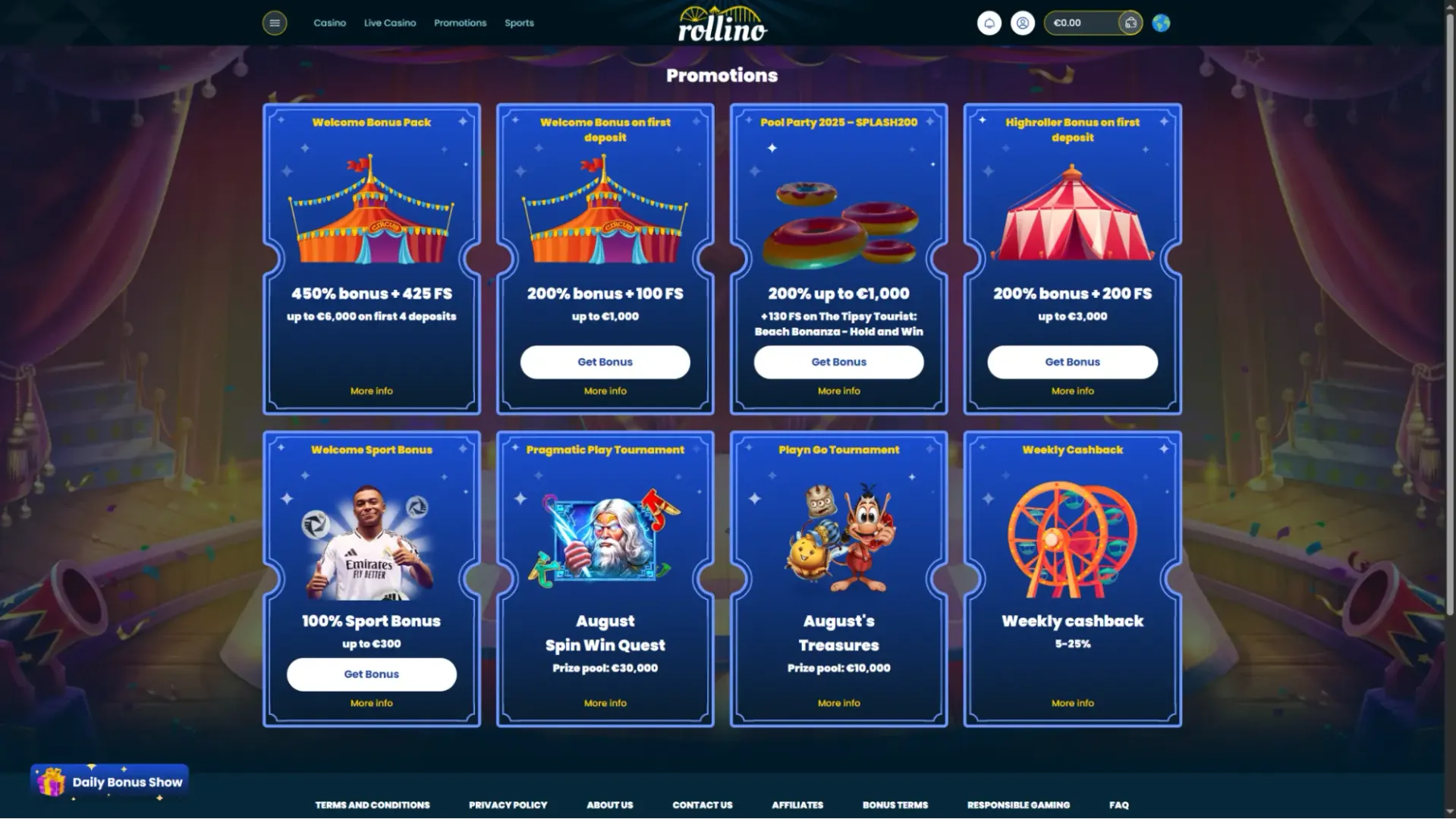 Rollino casino promotions