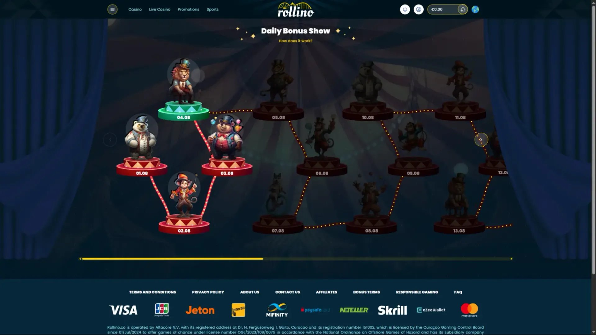Rollino casino unique features