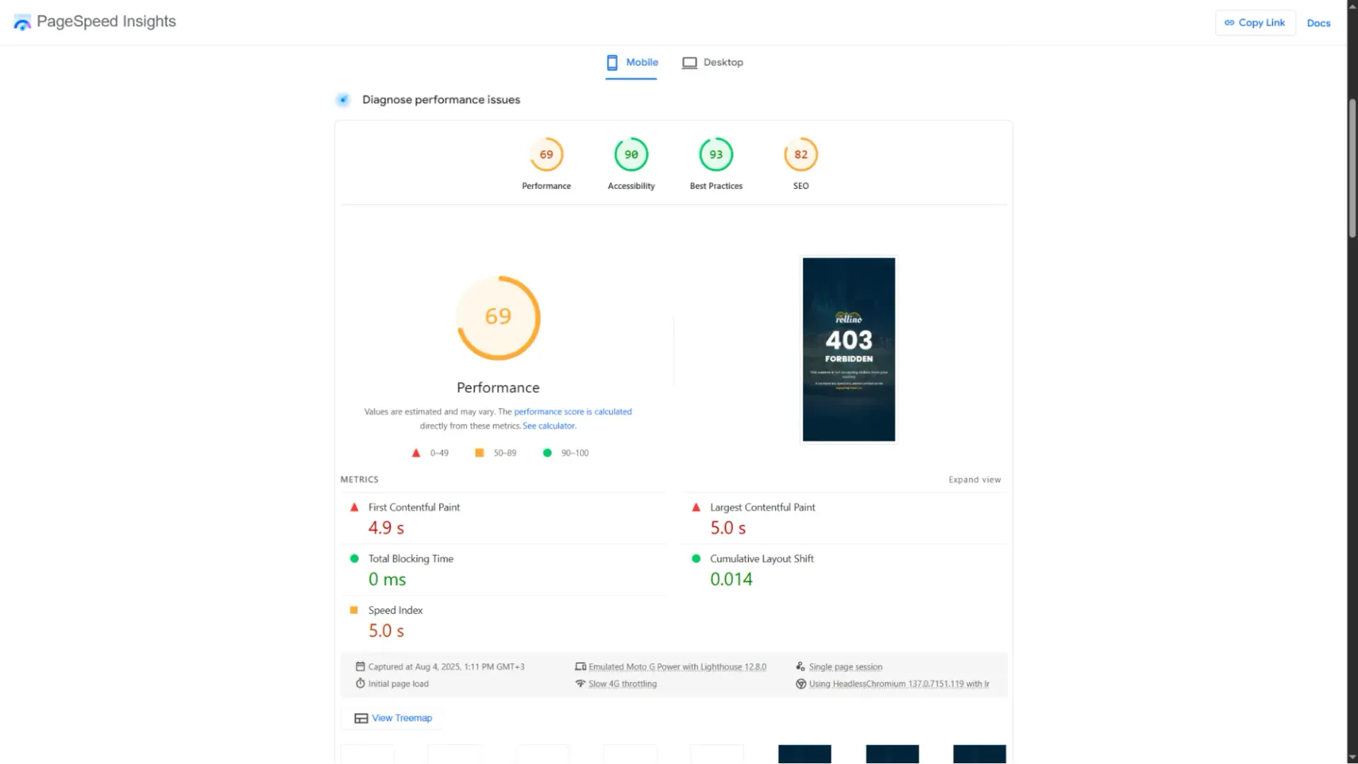Rollino casino page speed