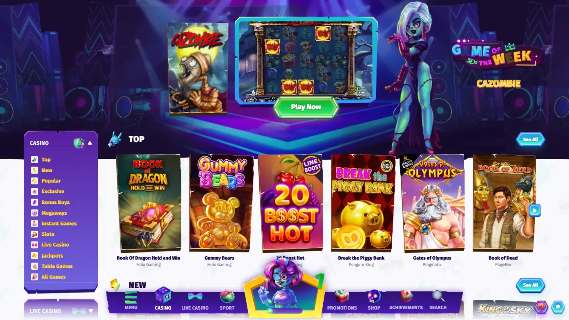 Games at Casombie Casino