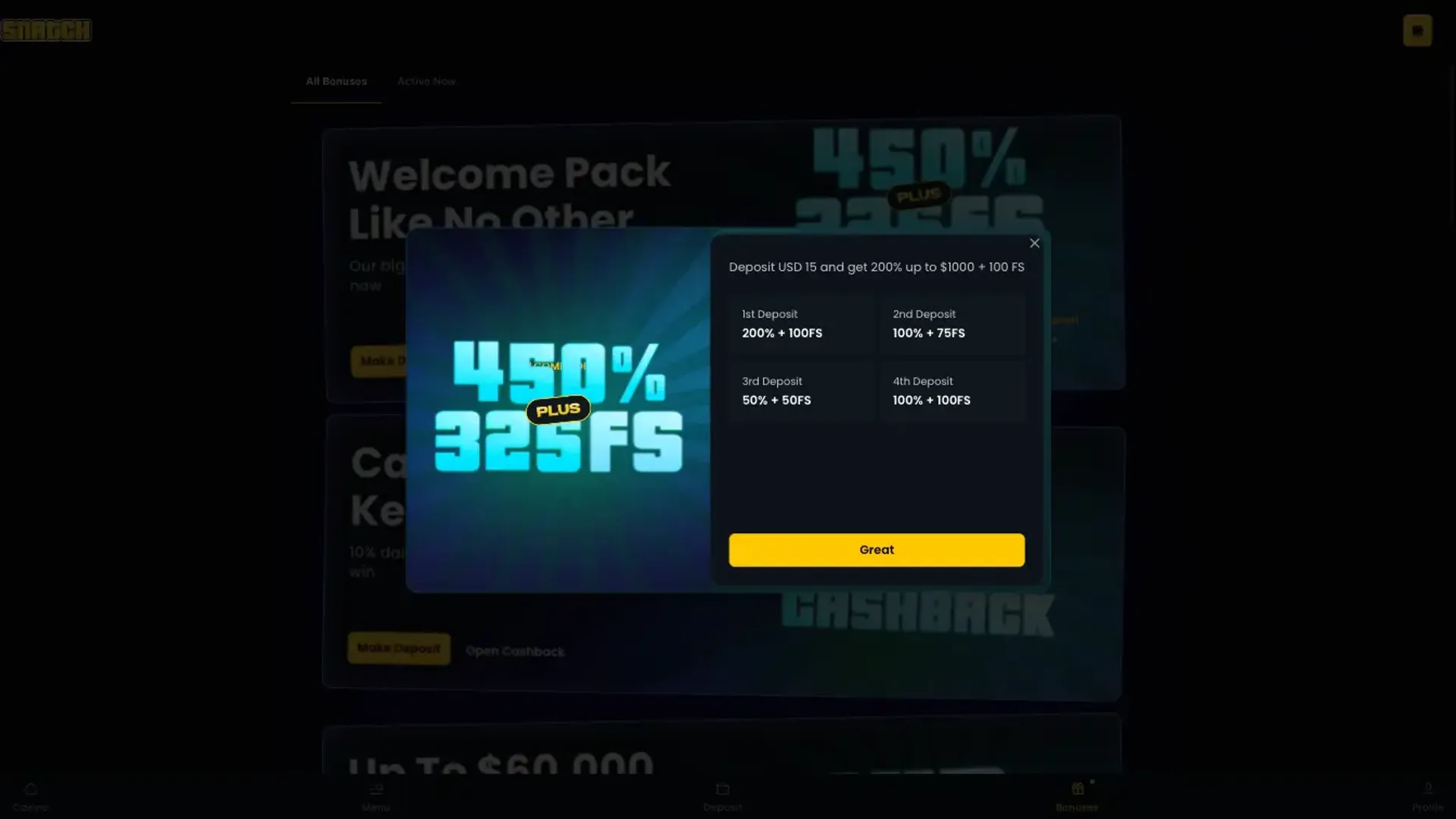 Snatch casino welcome bonus