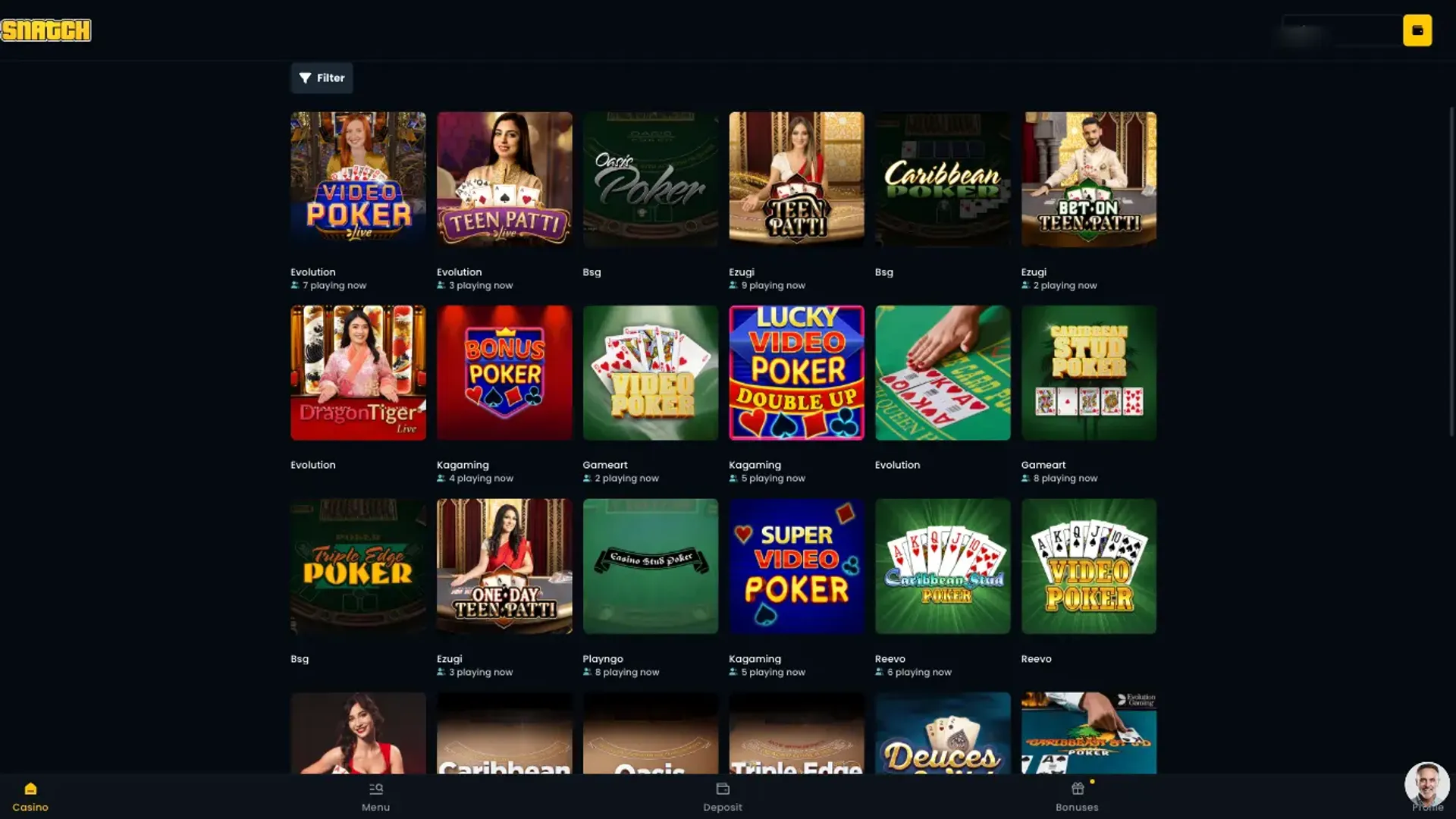 Snatch casino games