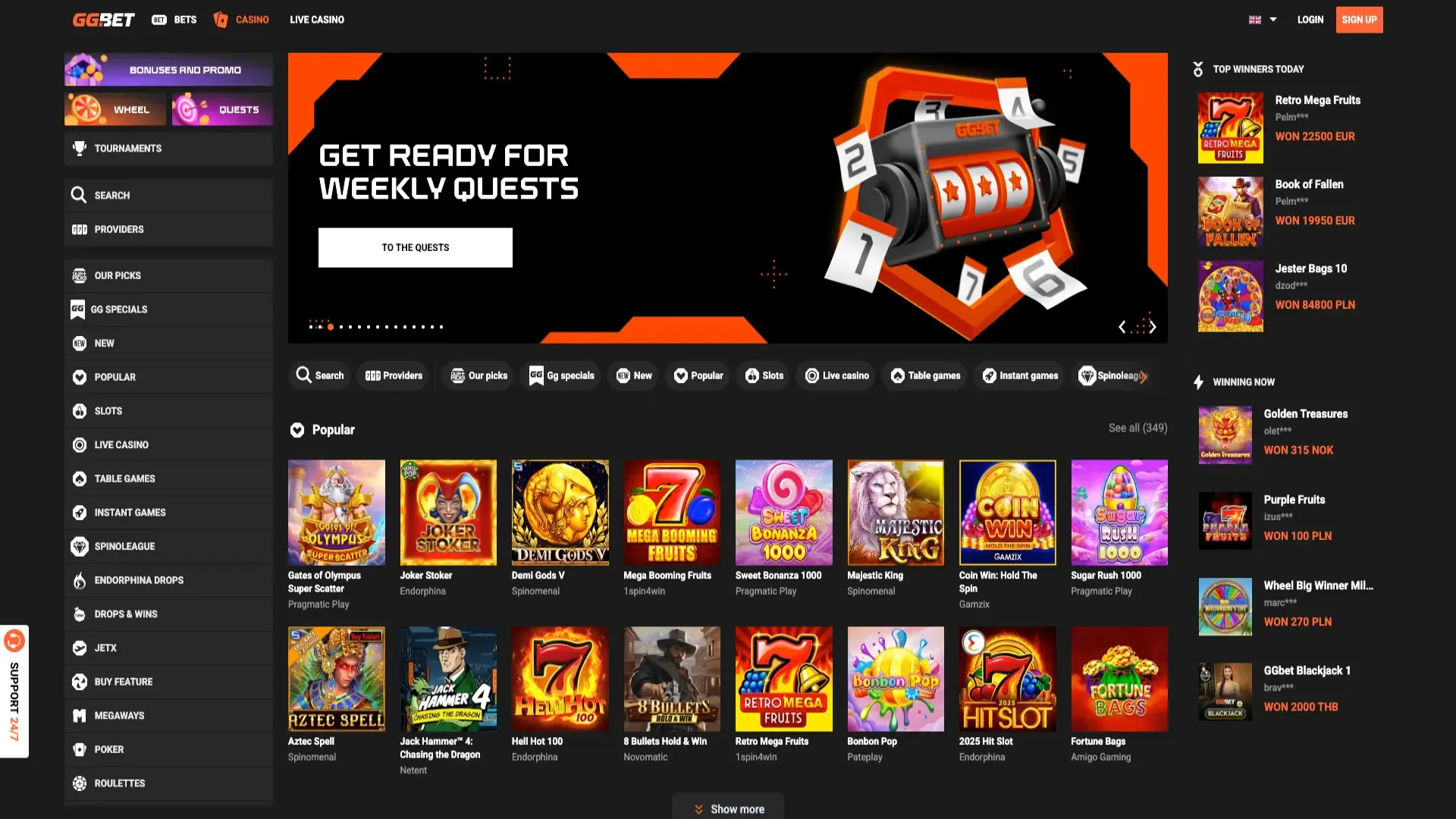 GGBet casino games