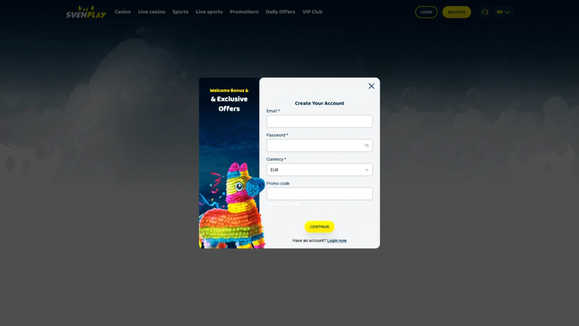 Sign up at Svenplay