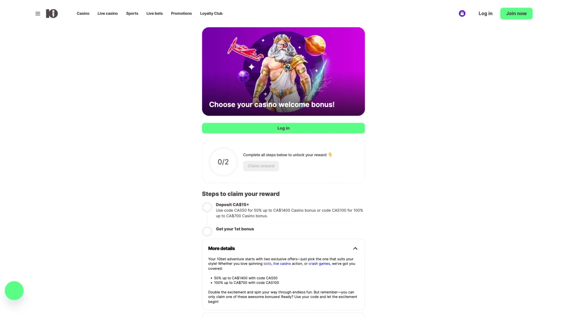 10bet casino Canadian bonus