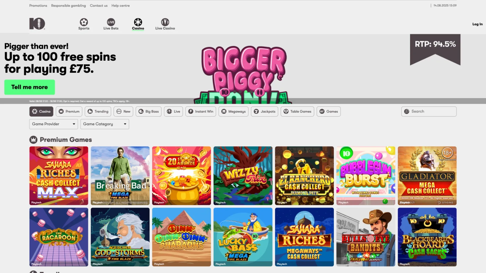 10bet casino RTP info