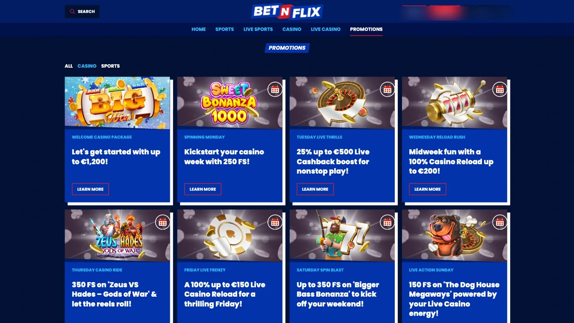 Different promotions at Betnflix