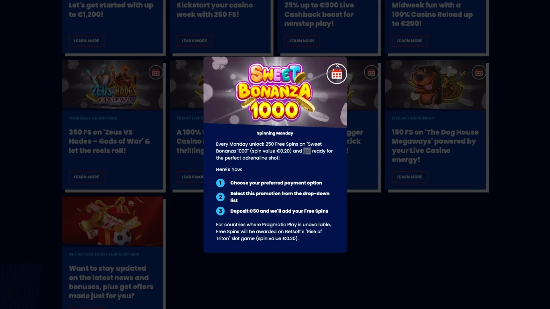 Betnflix Casino Sweet Bonanza promotion