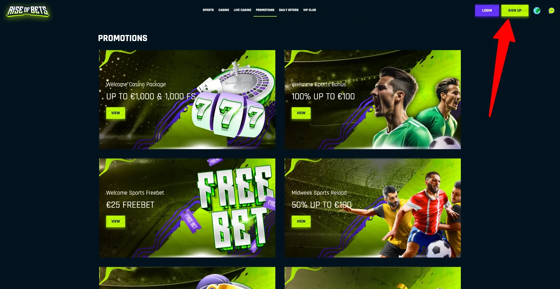 Rise of bets casino promo