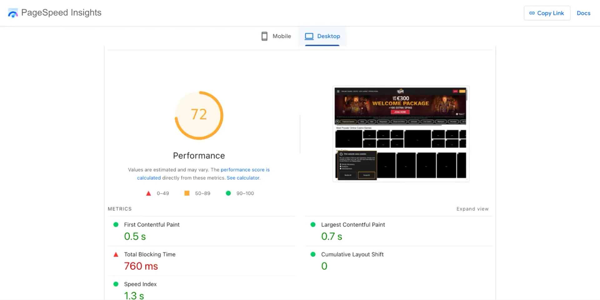 JW8 casino page speed
