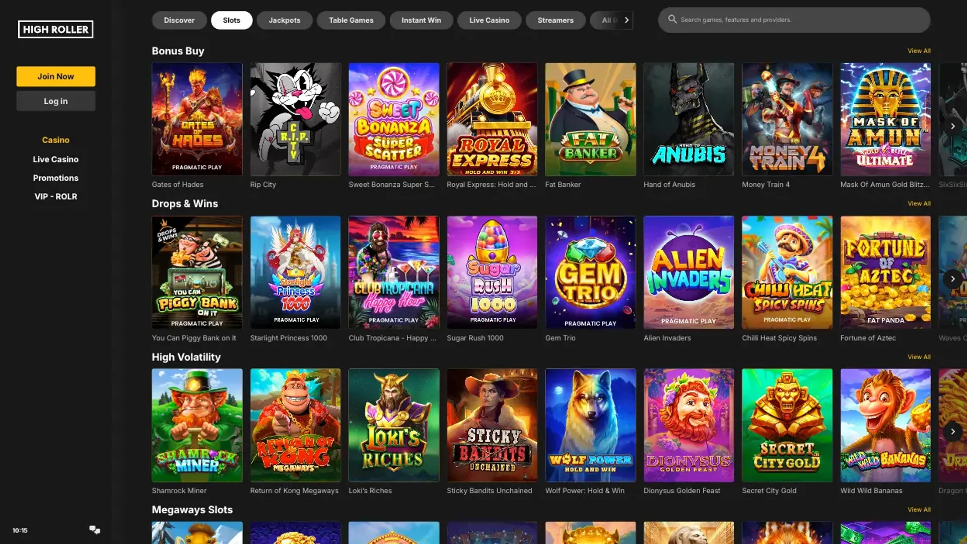 HighRoller casino games