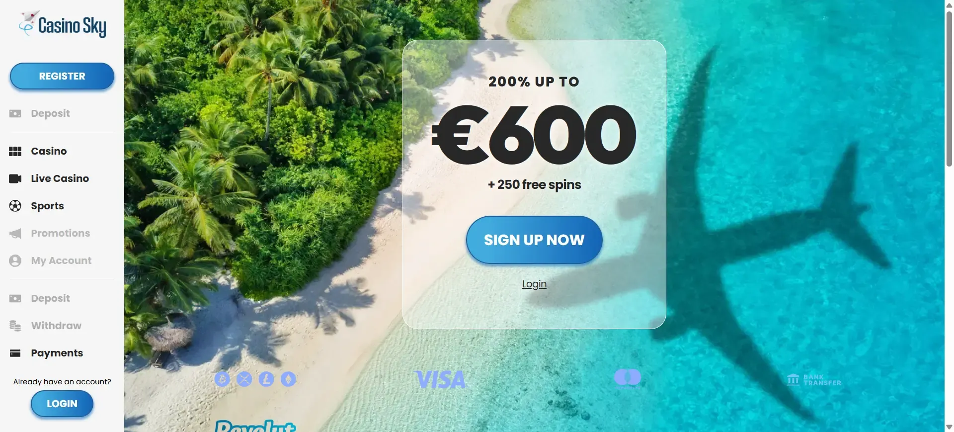 Casino Sky welcome bonus