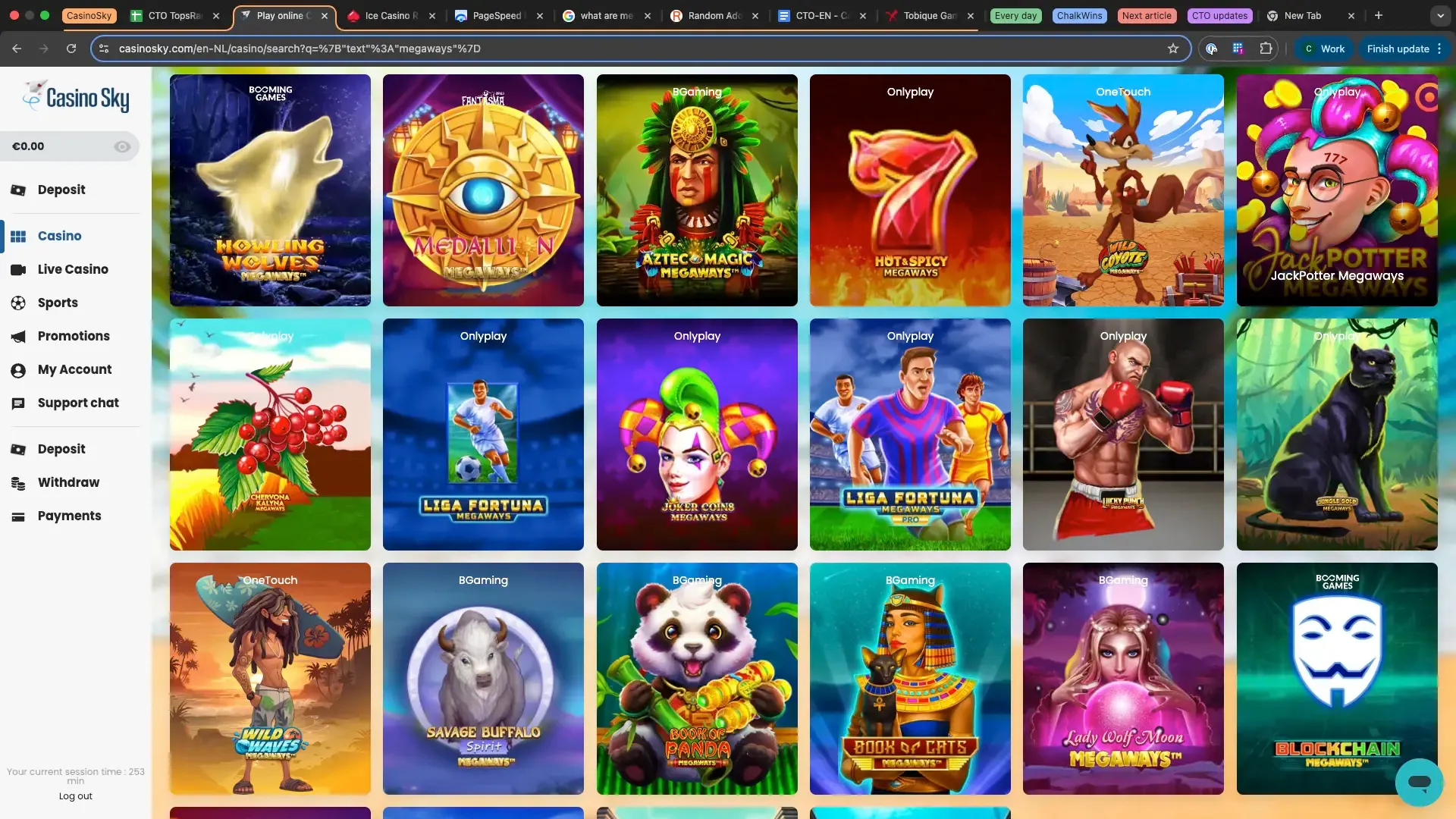 Casino Sky large selection of games