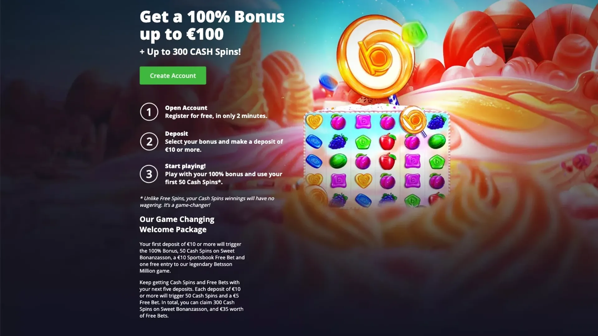 Betsson casino sign up offer