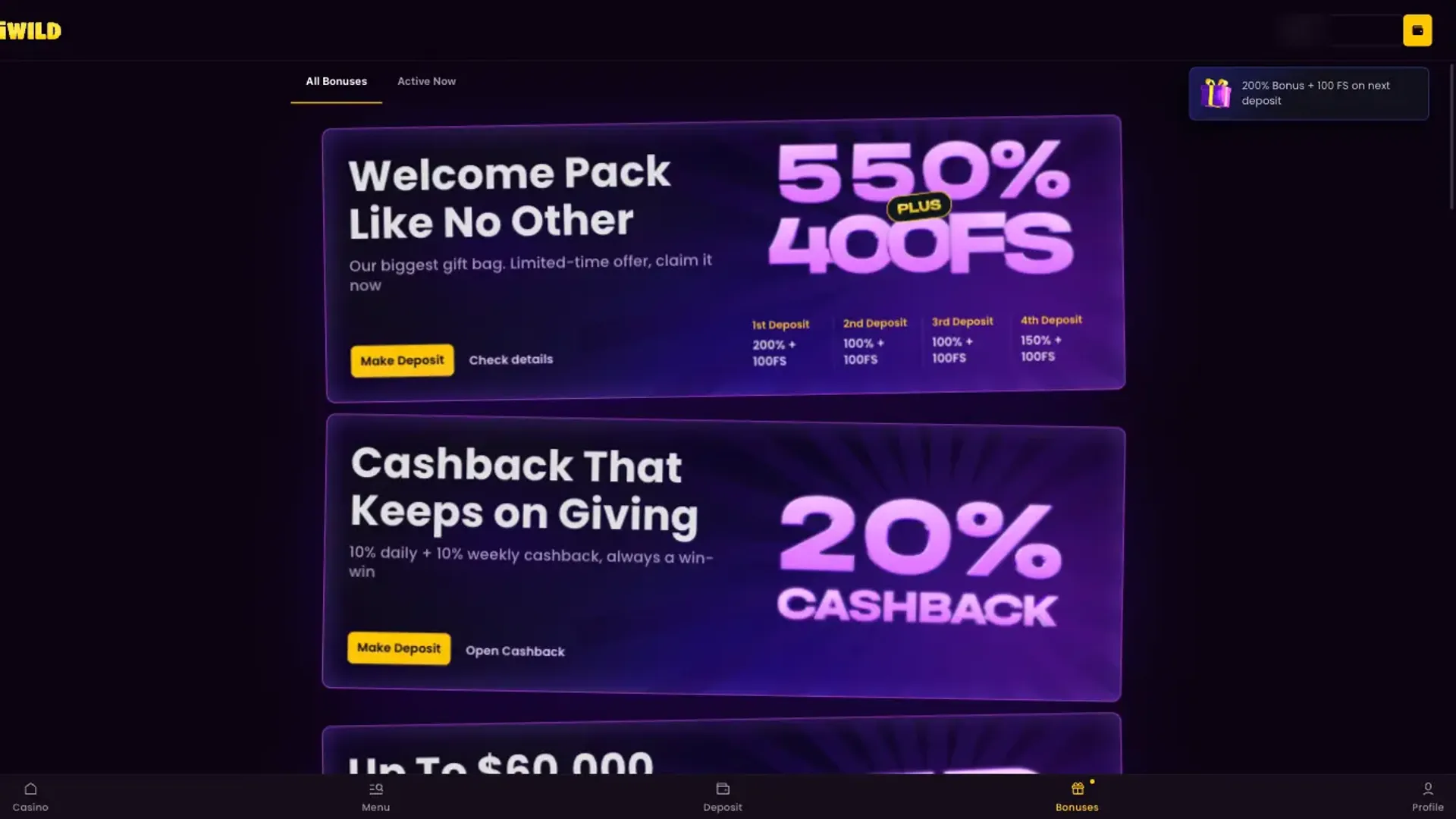 Iwild casino welcome pack