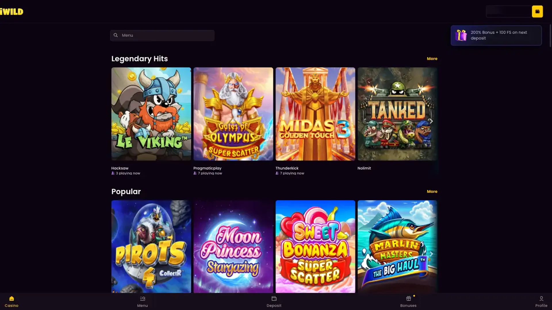Games at iWild casino