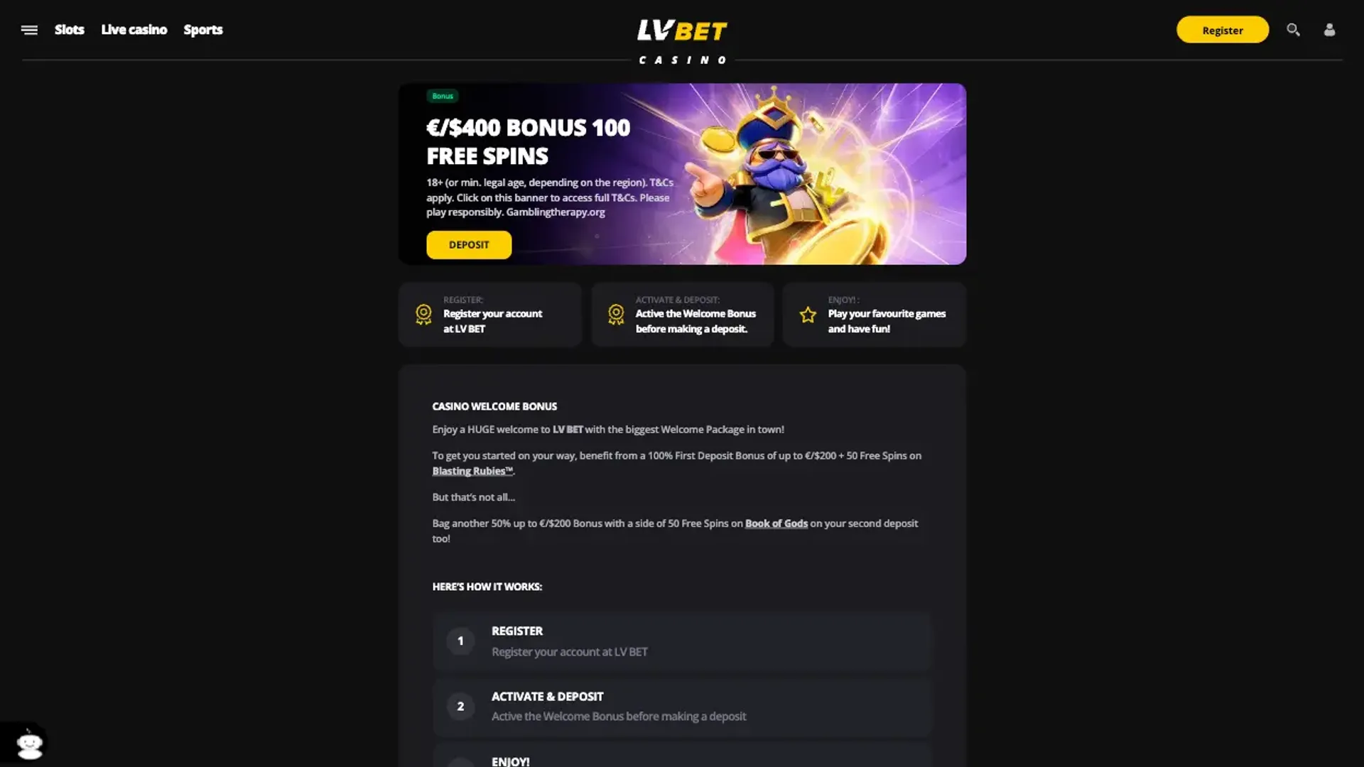 LV BET Casino sign up offer