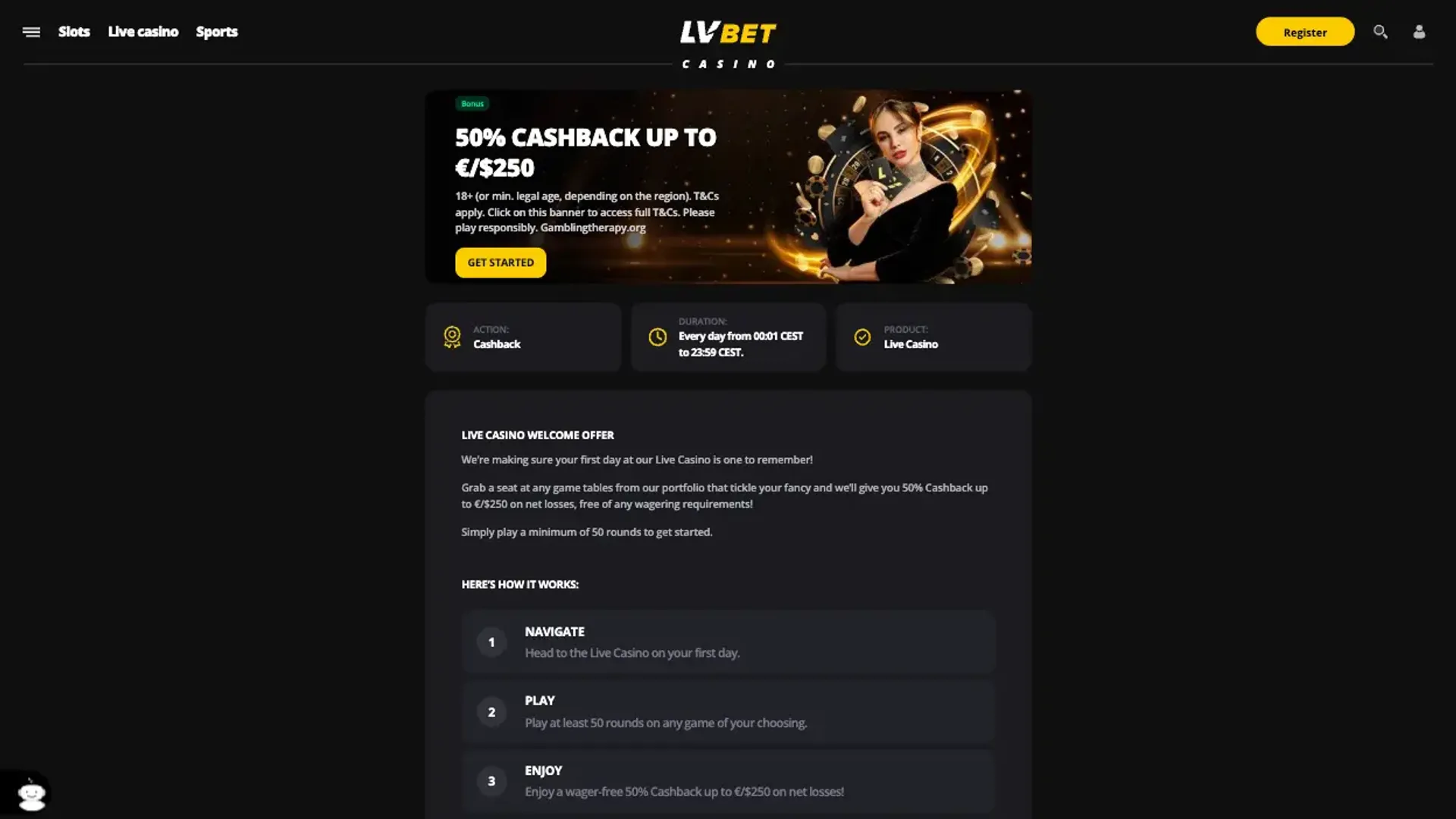 LV BET cashback