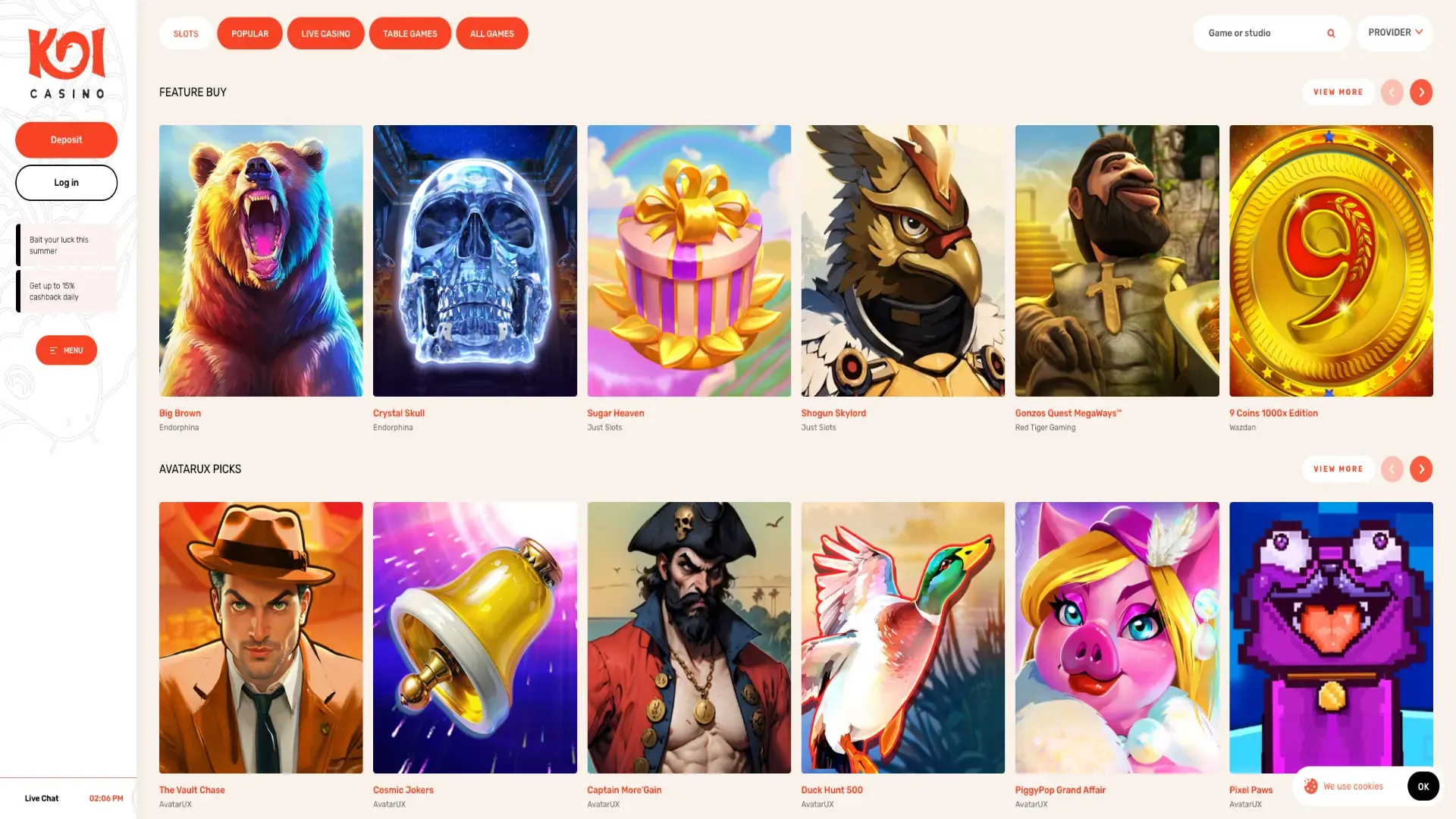 Koi Casino games
