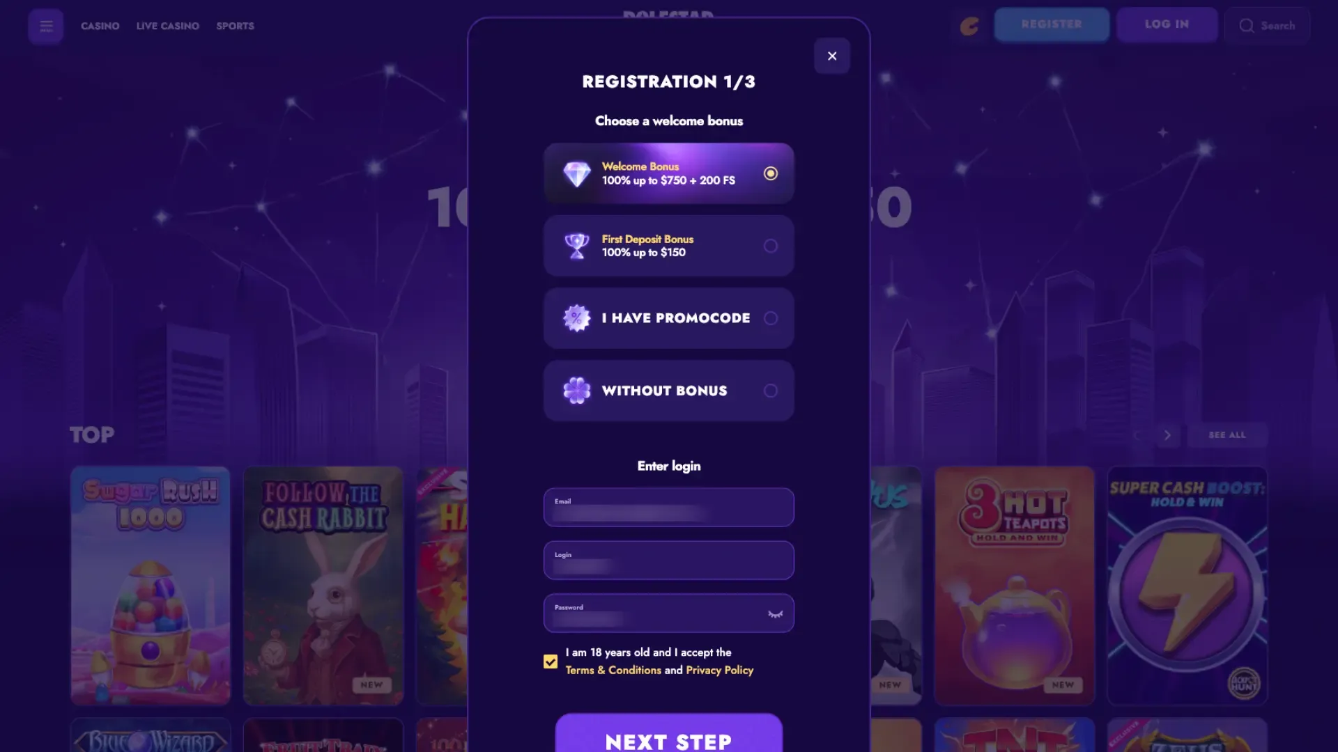 Polestar casino step 1 registration