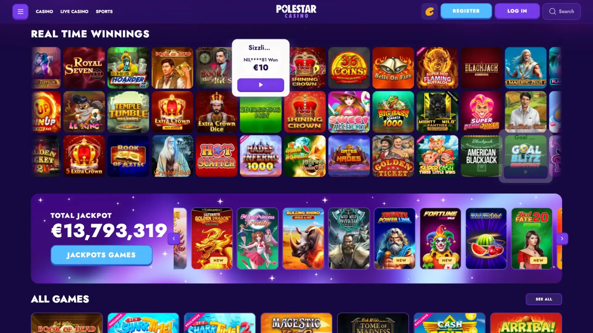 Polestar casino real time winnings