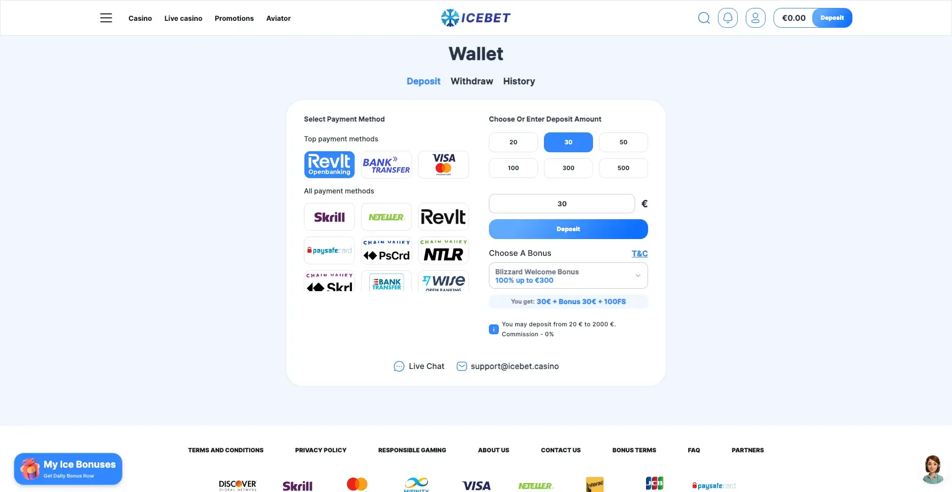 Icebet casino wallet