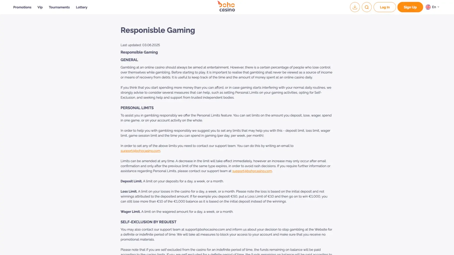 Boho casino responsible gaming