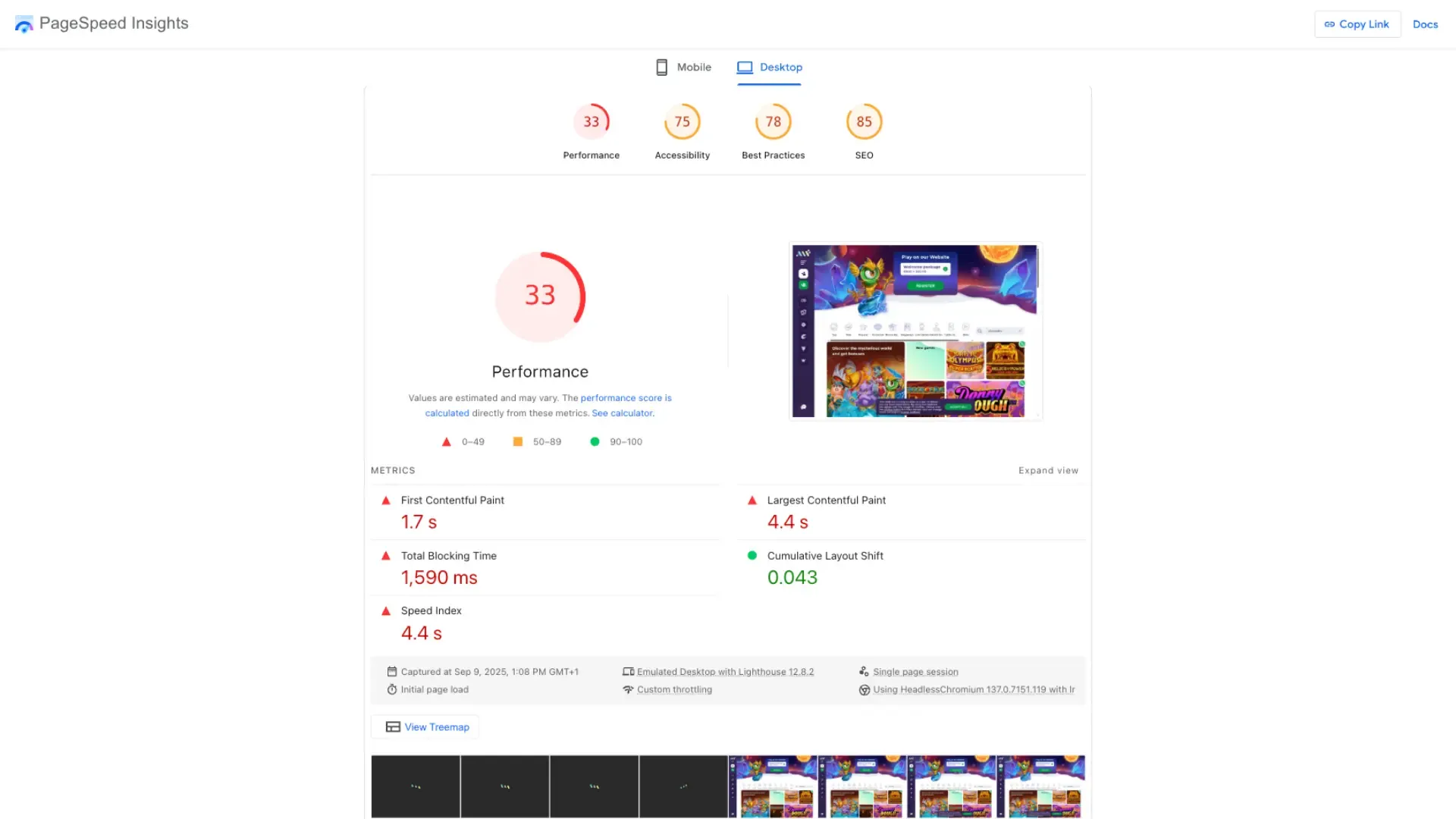 Alf casino page performance Alf casino page performance