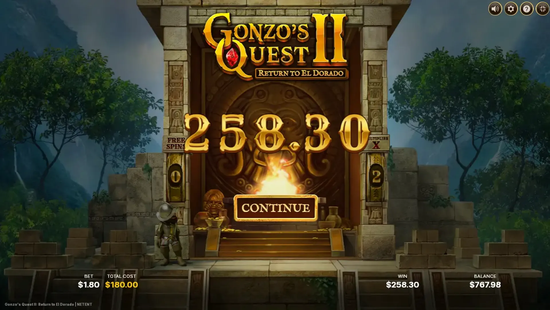 gonzos quest ganancia giros gratis Captura de la ganancia tras los giros gratis en la tragamonedas Gonzo's Quest 2