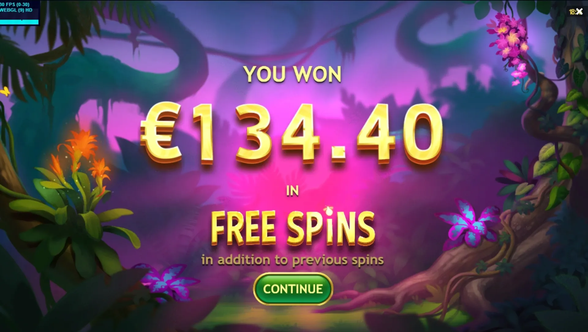 Captura de la ganancia tras los giros gratis en la slot Multifly de Yggdrasil Gaming