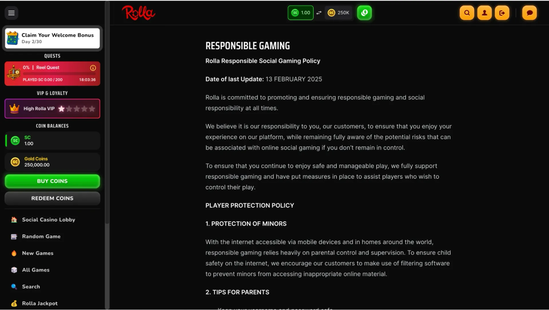 How to gamble responsibly at Rolla