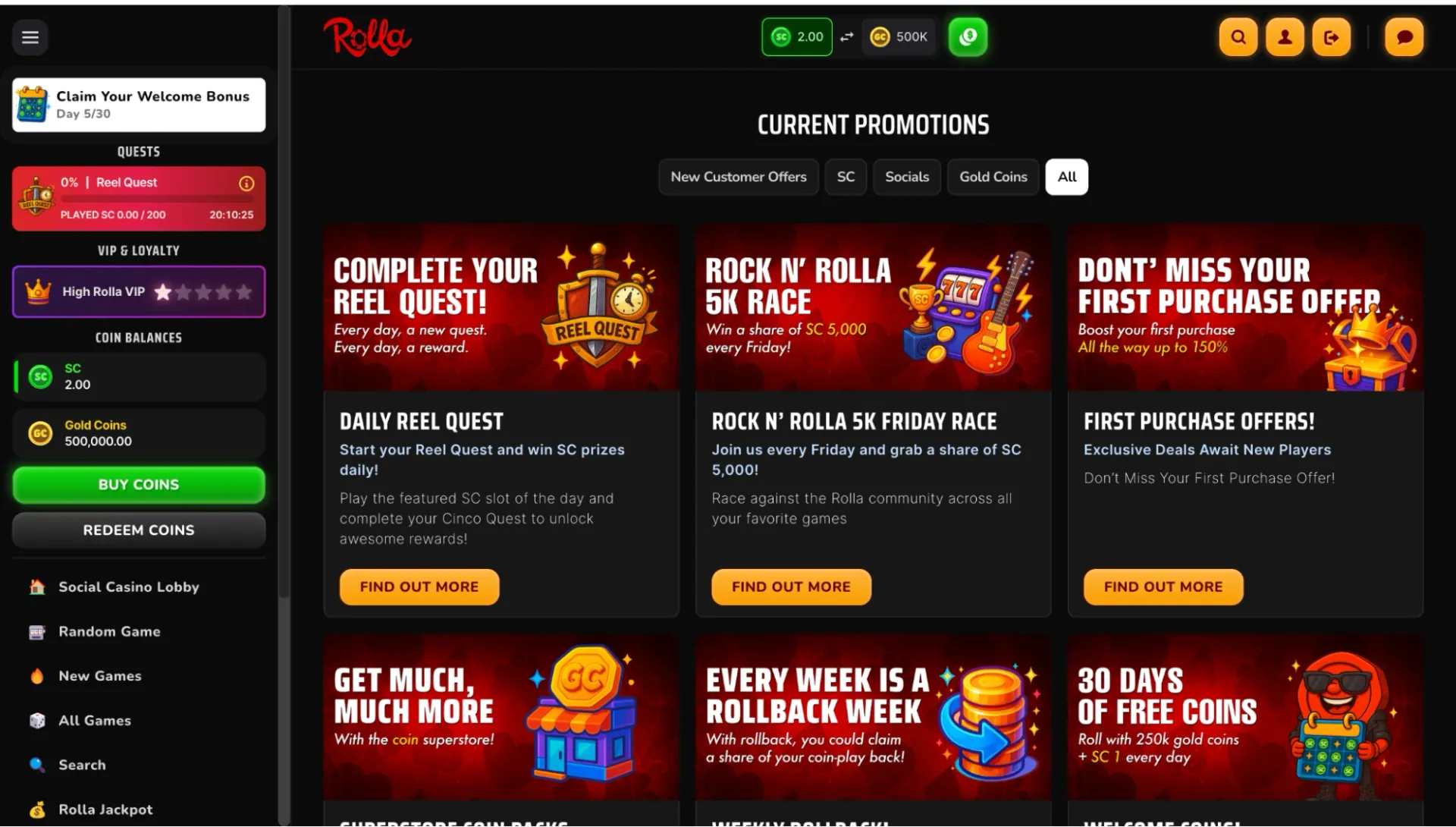 Current promotions at Rolla