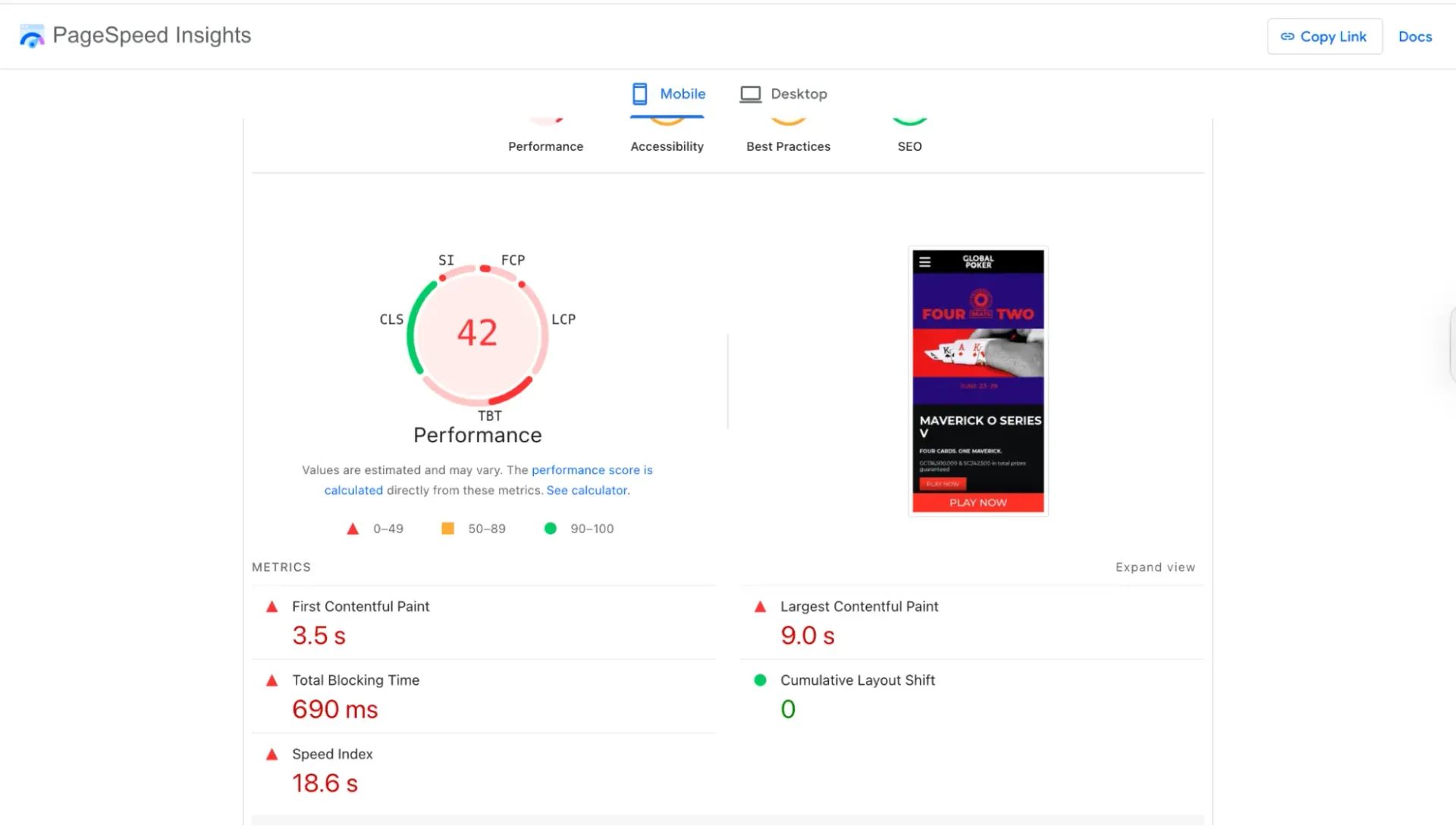 Global Poker Page Speed