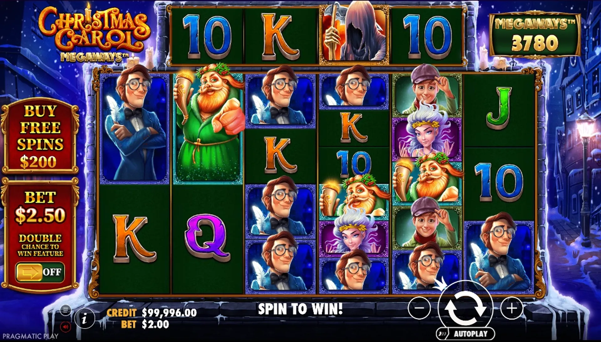 Captura del juego base de la slot Christmas Carol Megaways