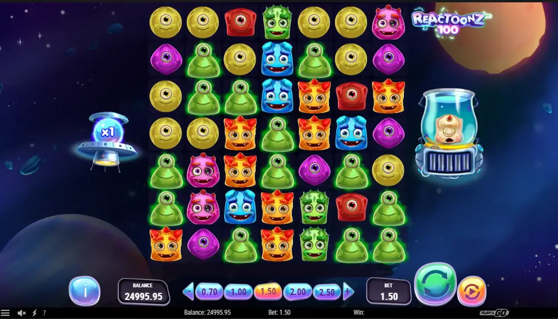 Captura de la tragamonedas Reactoonz 100 de Play'n GO