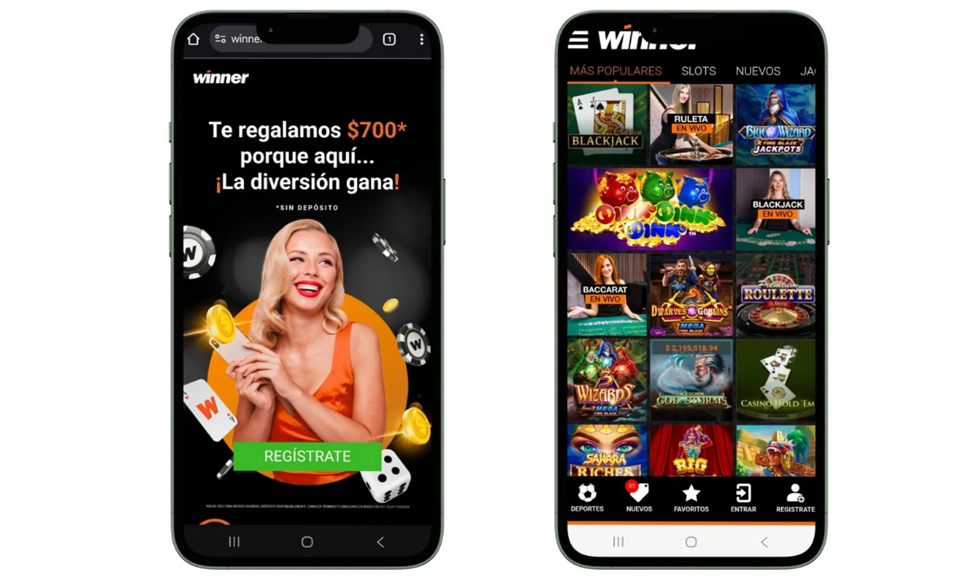 Así luce Winne.mx desde un teléfono móvil