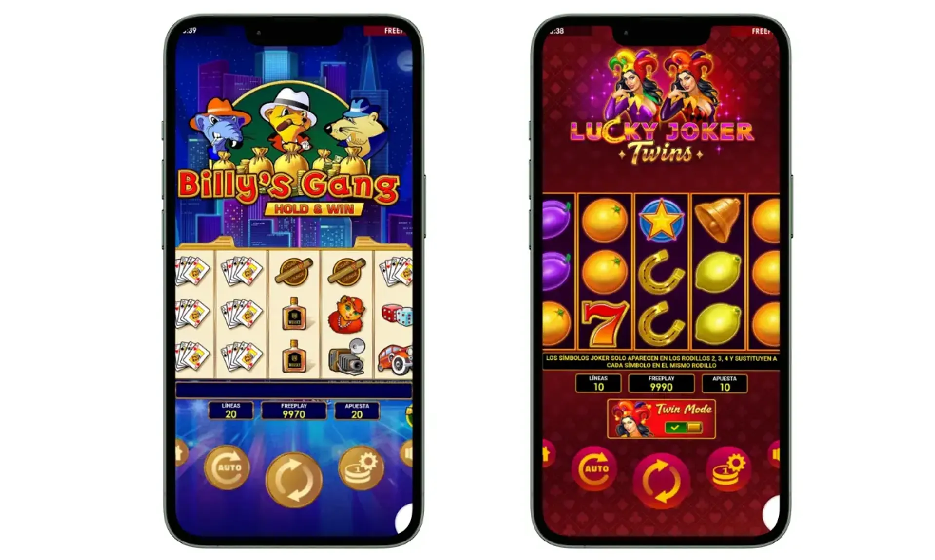 Captura de dos juegos del proveedor Amatic desde un móvil