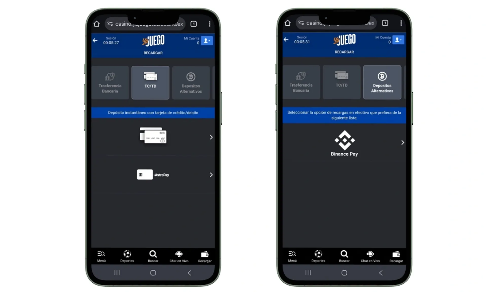 YaJuego tiene variedad de métodos de pago