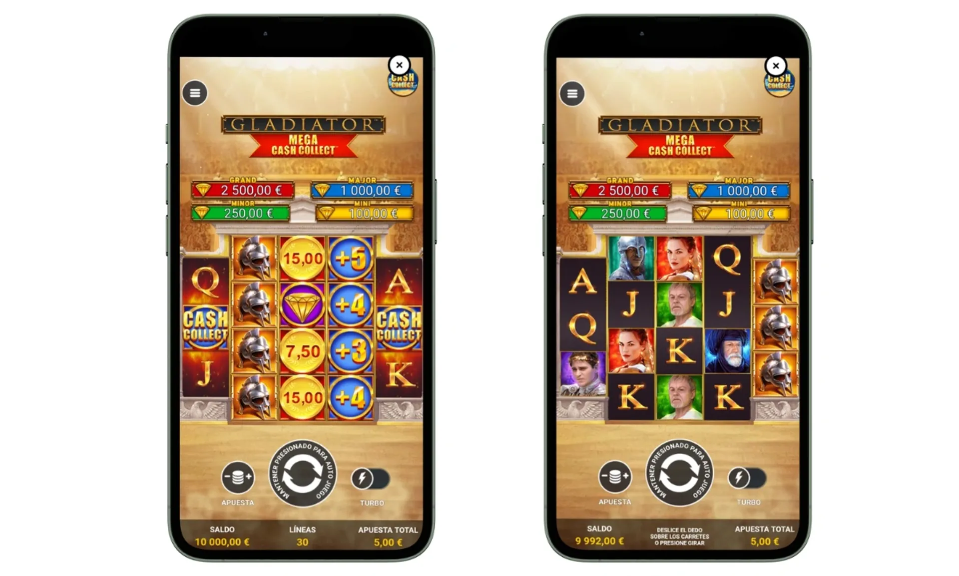 Así luce una slot de Playtech desde un teléfono móvil