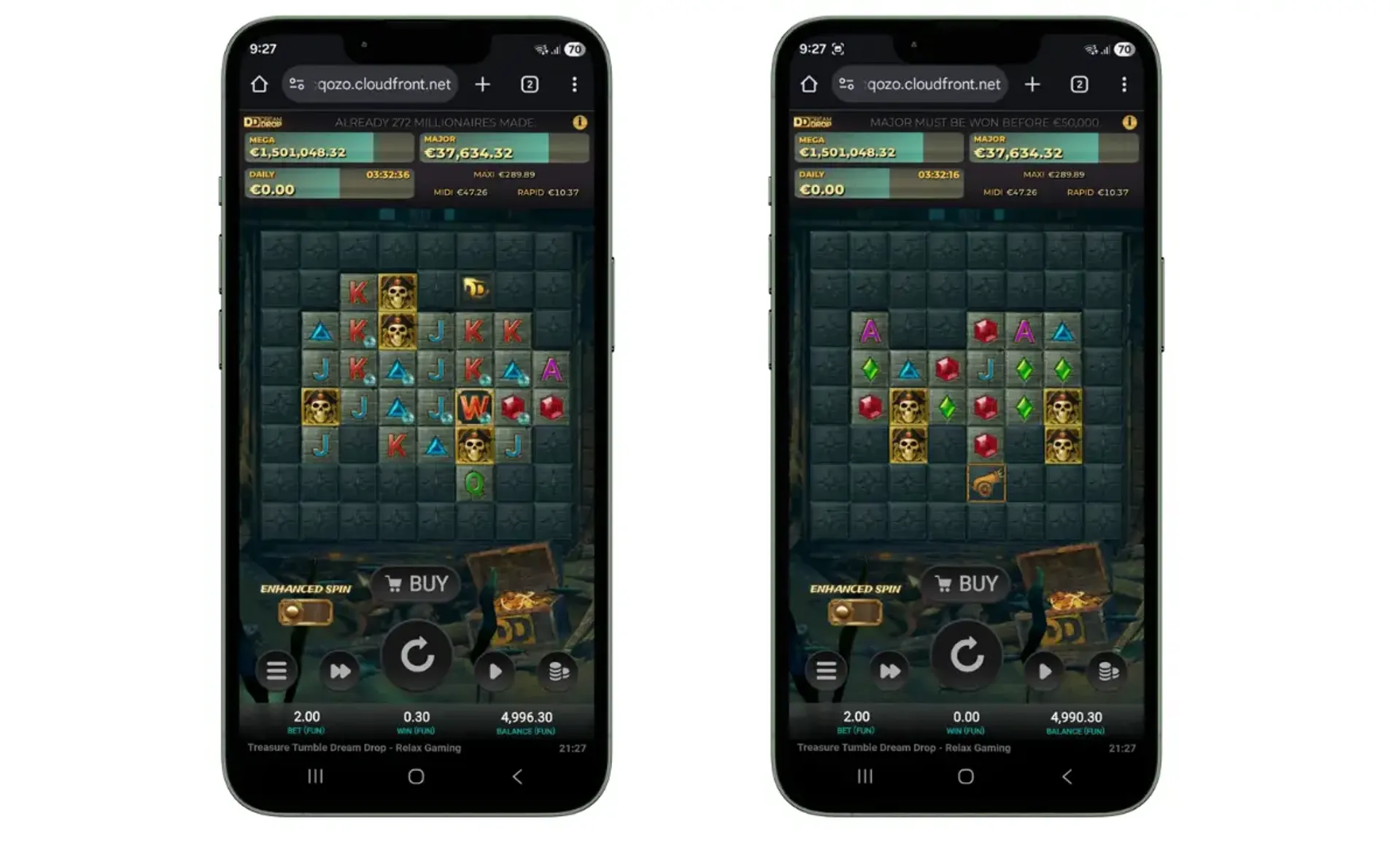 Captura de un juego de Relax Gaming desde un teléfono