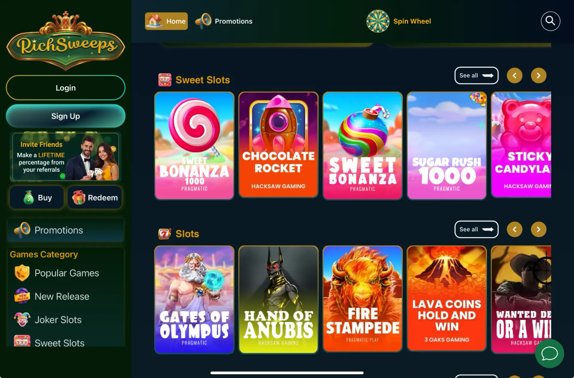 Richsweeps sign up