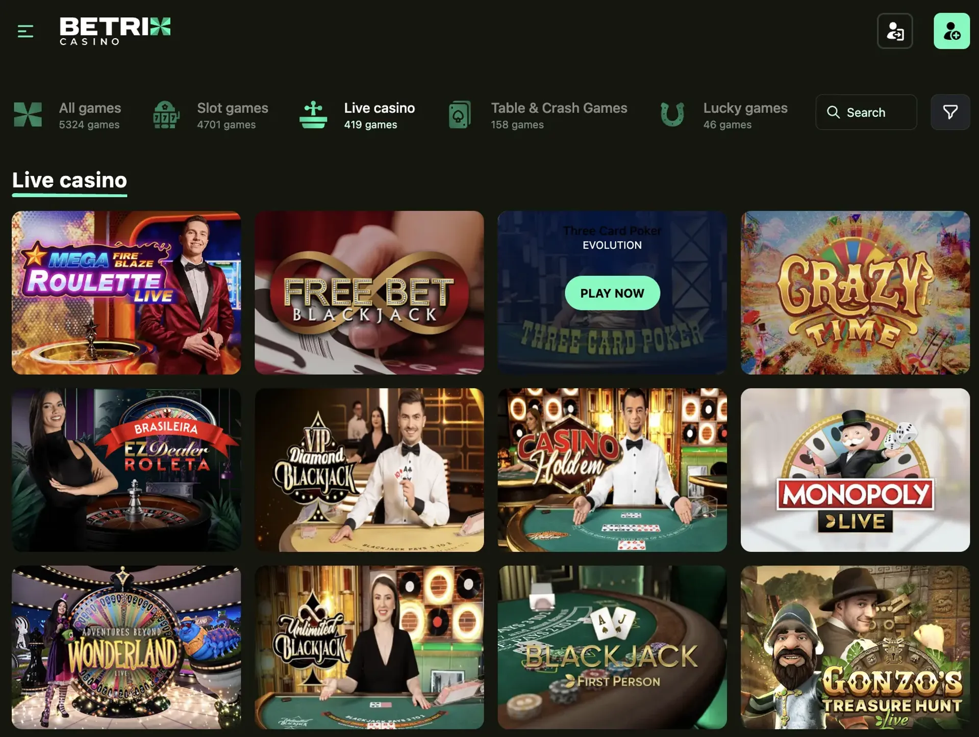 Betrix Live Casino