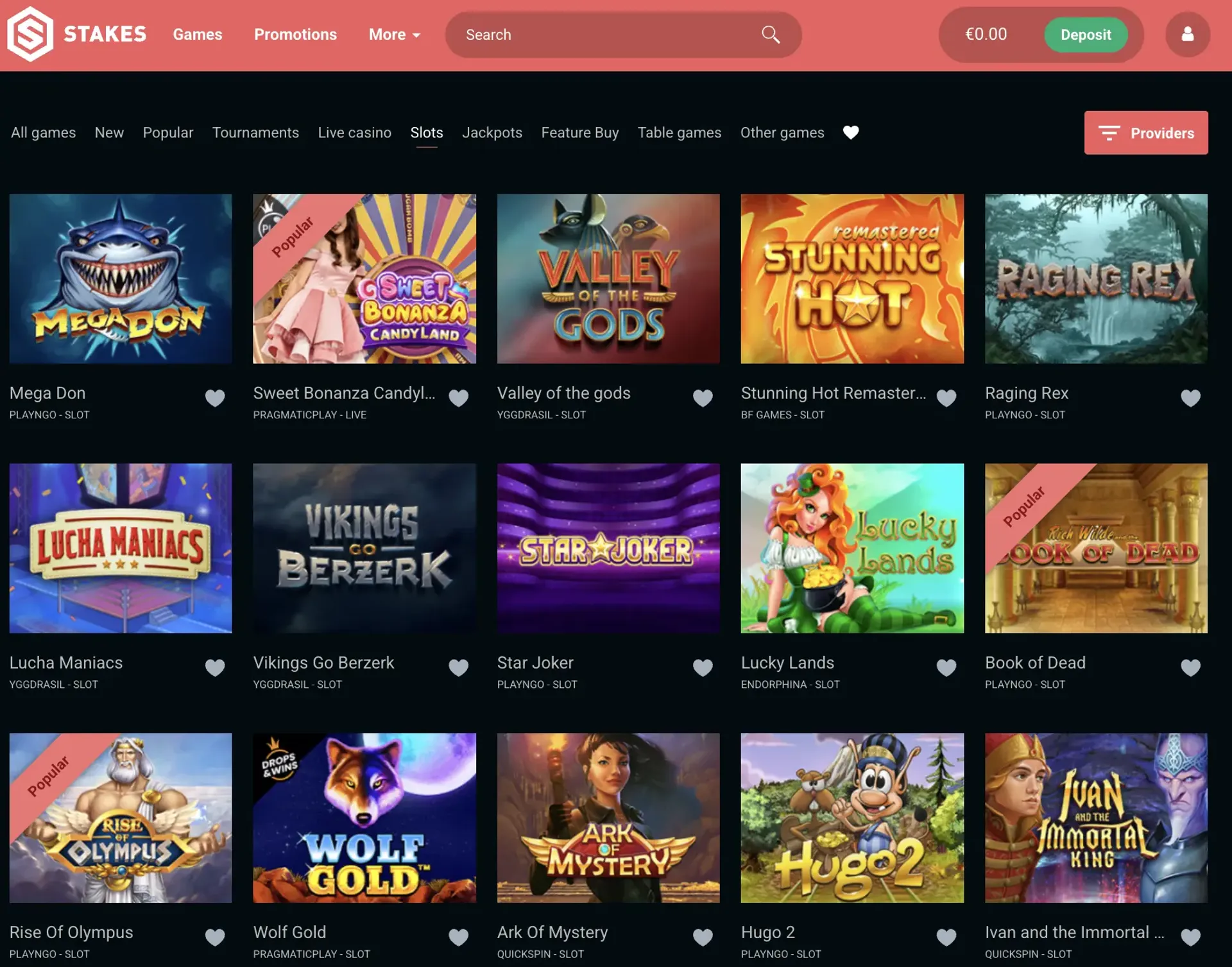 Stakes Casino slot games